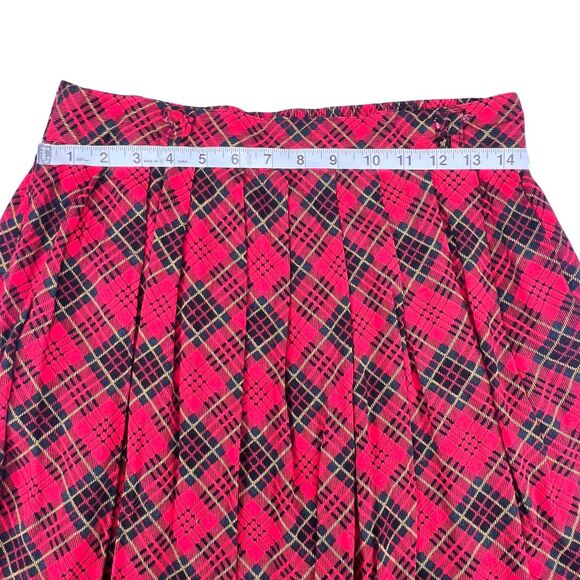 VTG Briggs New York Skirt Medium Red Tartan Pleated Schoolgirl Scottish Plaid - Picture 3 of 9